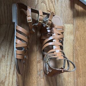 Aqua Tan Sandals with Leather Straps